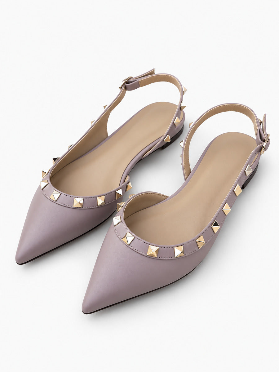 Nélia – Ballerine pointue à rivets femme – Violet — détail