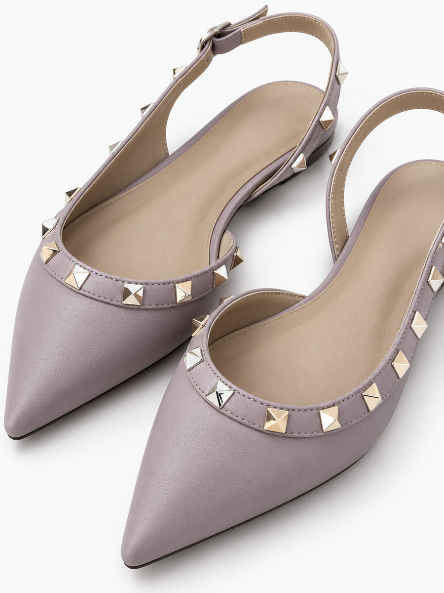 Nélia – Ballerine pointue à rivets femme – Violet — portée