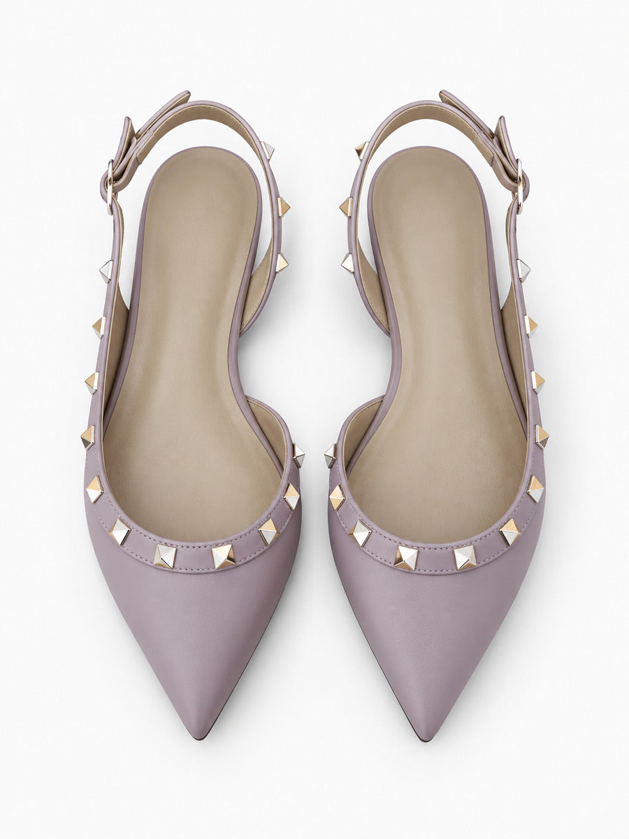 Nélia – Ballerine pointue à rivets femme – Violet — trois quarts
