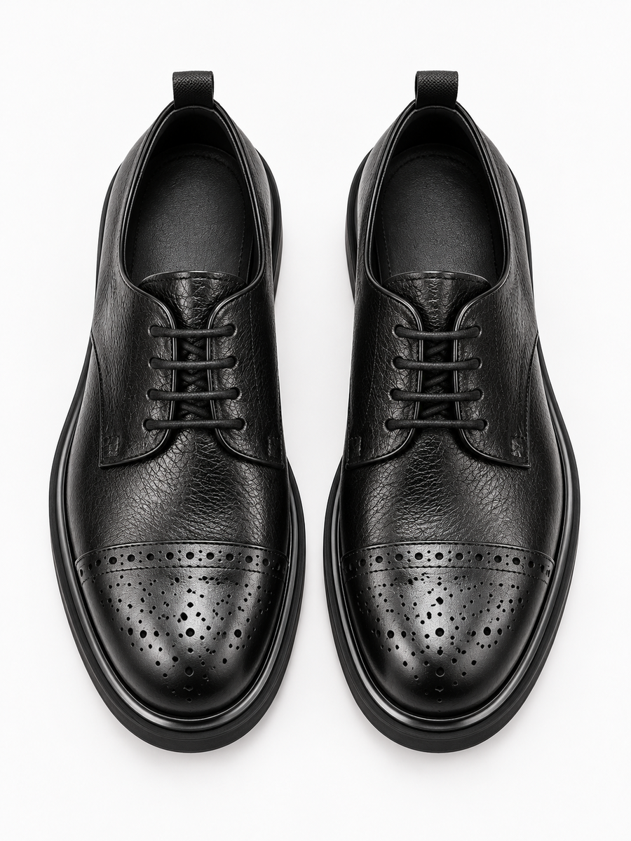 Léopold – Chaussure de ville gravée homme – Noir — dessus