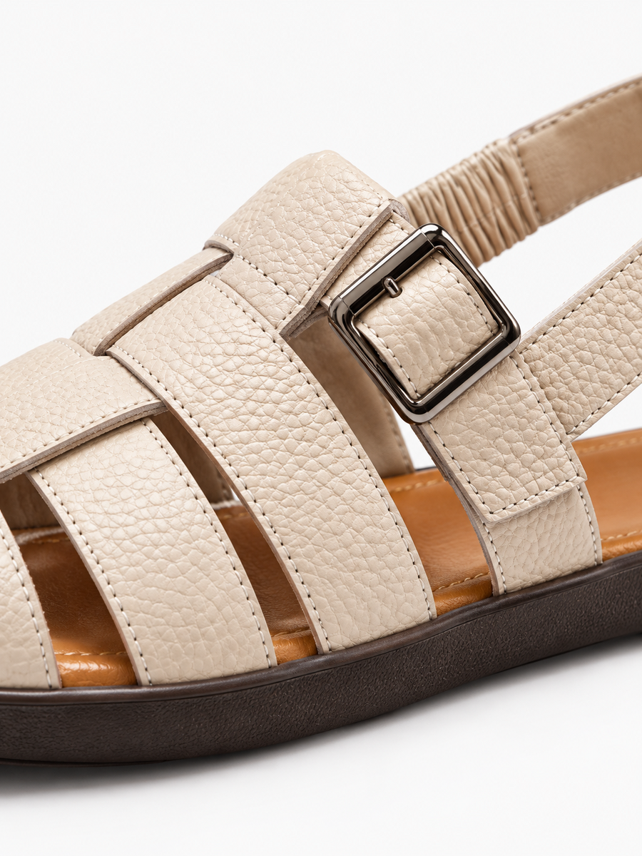 Claire – Sandale plate femme – Beige — détail