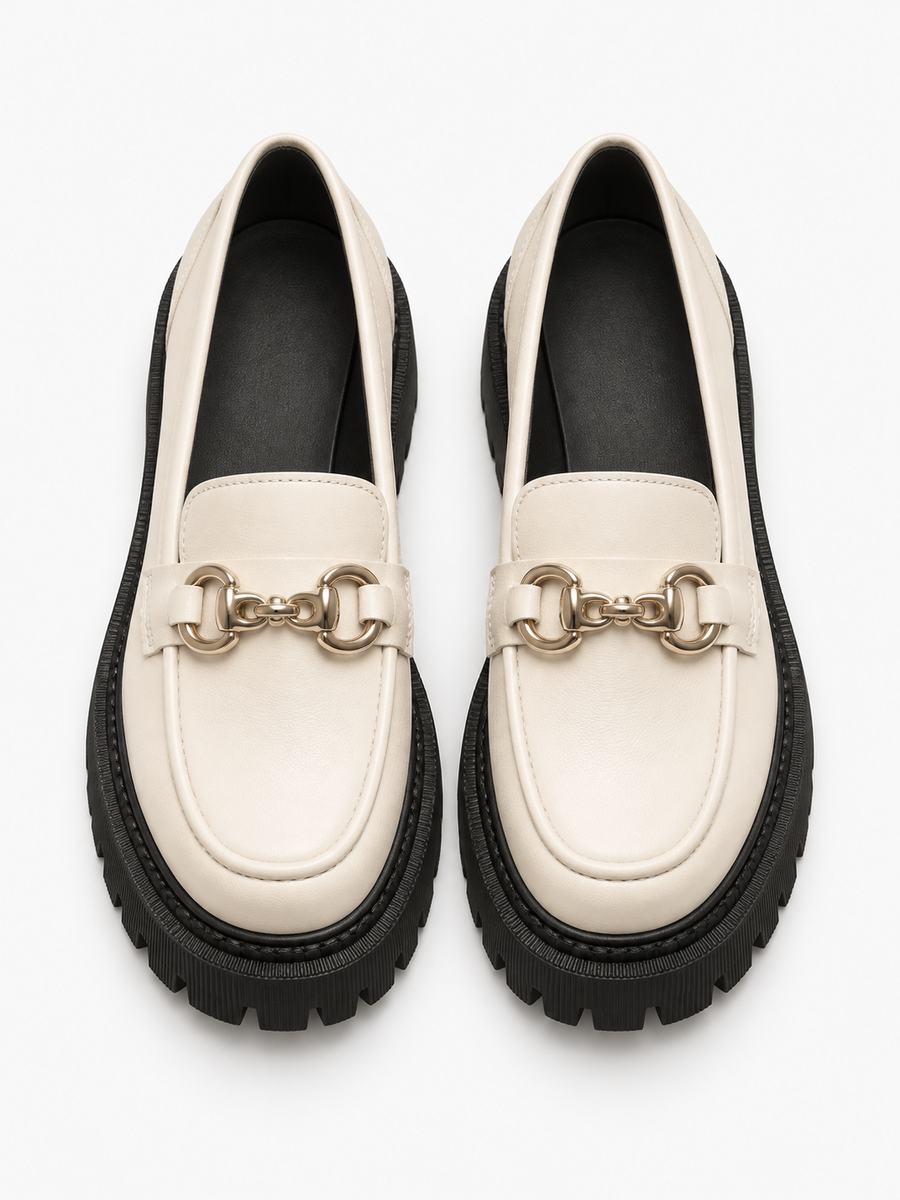 Claudia – Mocassin plateforme femme – Blanc — dessus