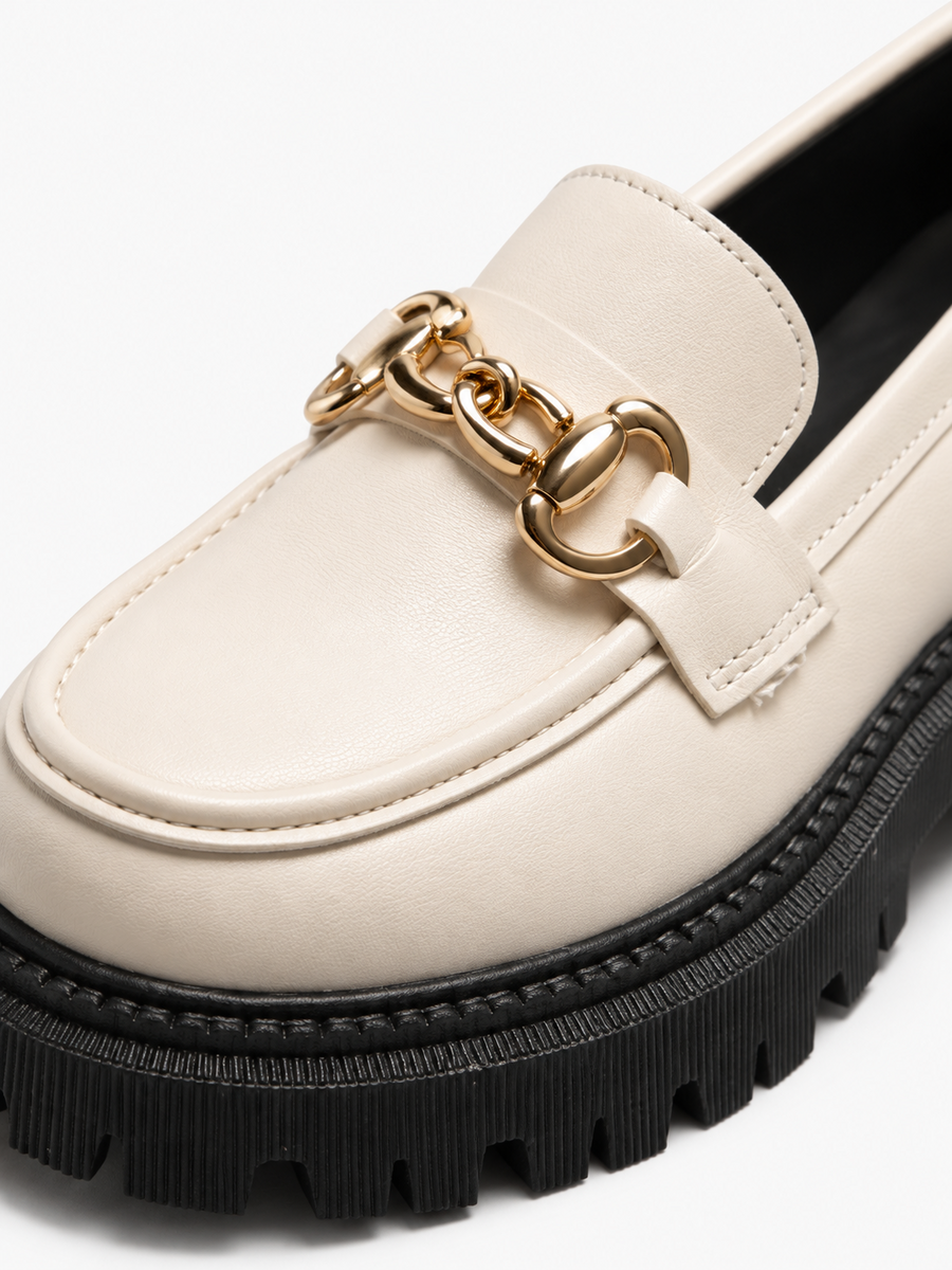 Claudia – Mocassin plateforme femme – Blanc — détail