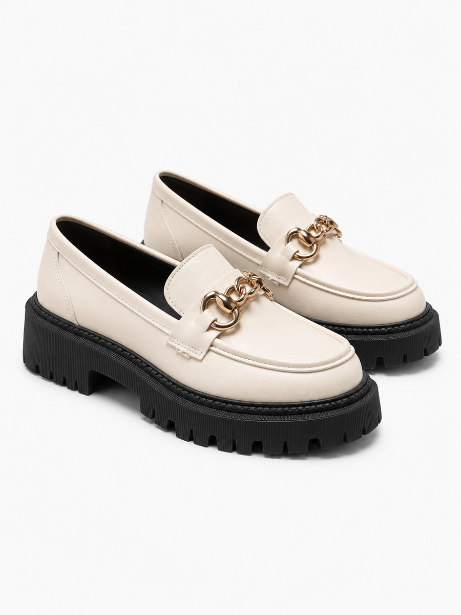 Claudia – Mocassin plateforme femme – Blanc — trois quarts