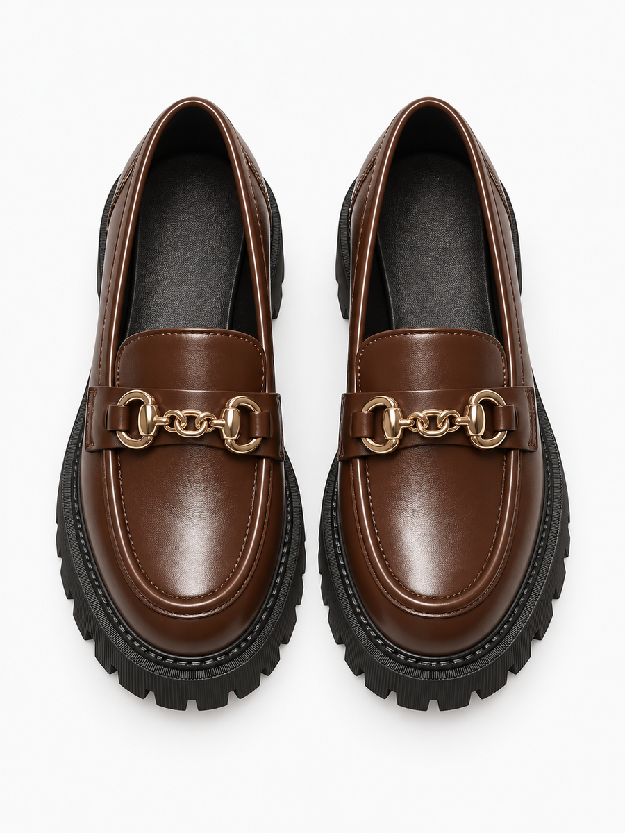 Claudia – Mocassin plateforme femme – Marron — dessus