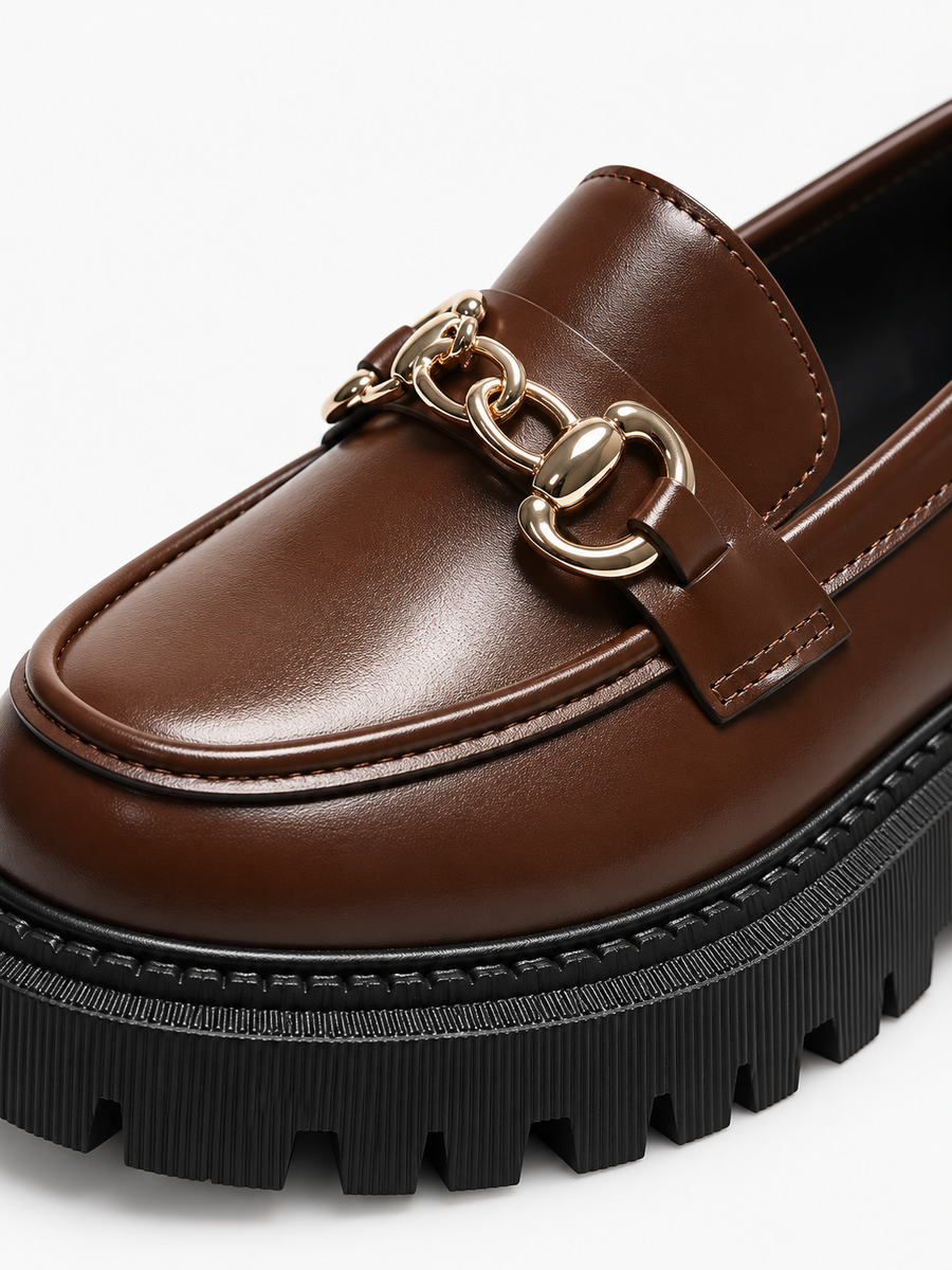 Claudia – Mocassin plateforme femme – Marron — détail