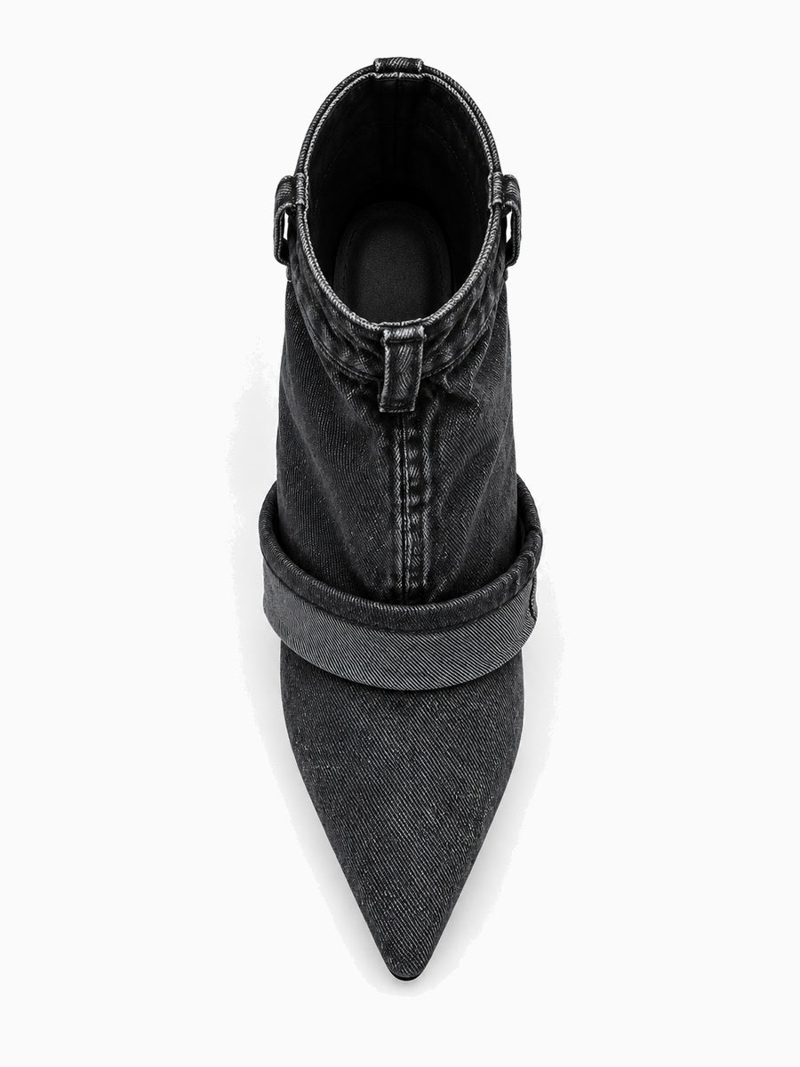 Clio – Bottine à talon en jean femme – Noir — dessus