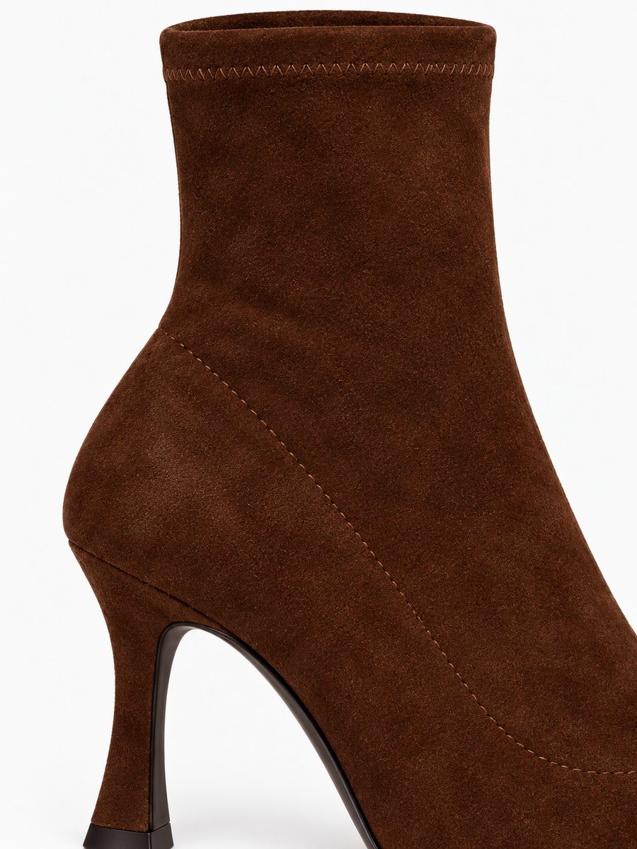 Ginevra – Bottine extensible à talon haut femme – Marron — détail