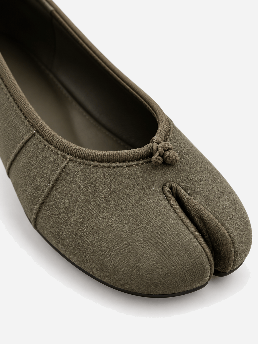 Ornella – Ballerine tabi souple femme – Kaki — Détail