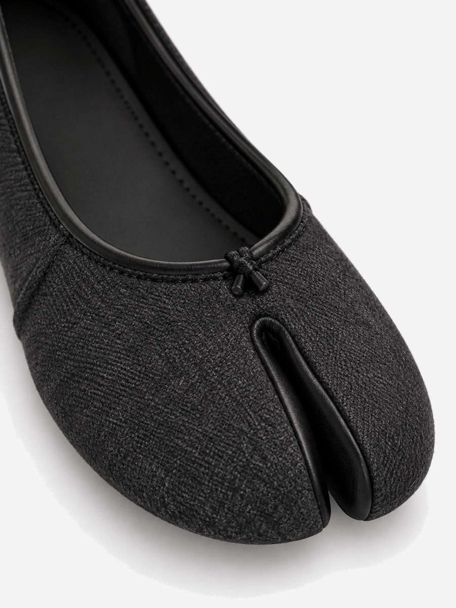 Ornella – Ballerine tabi souple femme – Noir — Détail