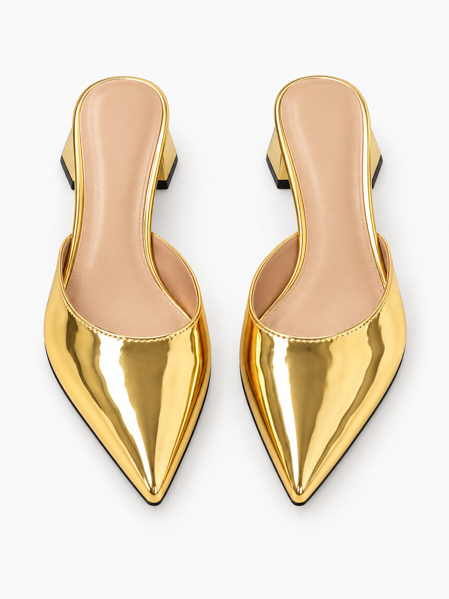 Eloïse – Mule à talon bas femme – Doré — dessus