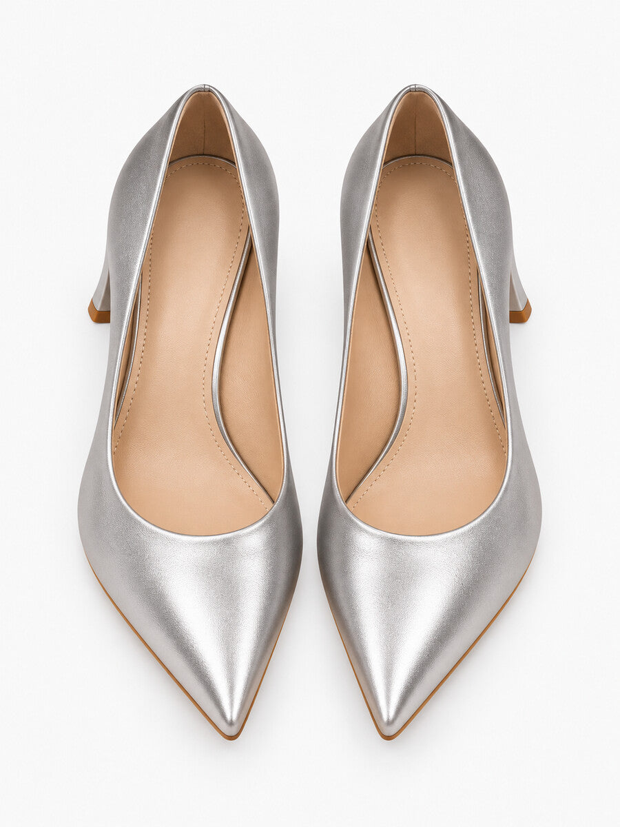 Émeline – Escarpin à talon fin femme – Argenté — dessus