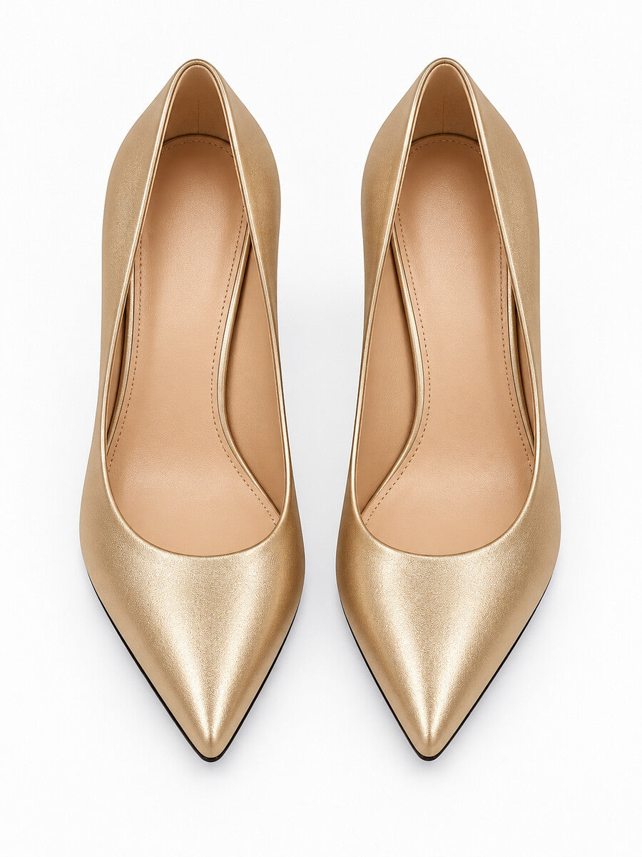 Émeline – Escarpin à talon fin femme – Doré — dessus