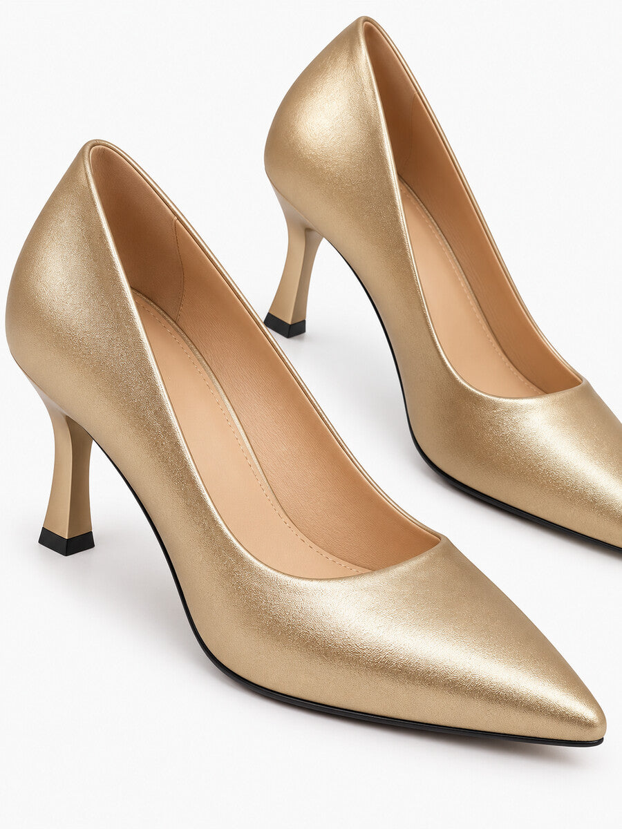 Émeline – Escarpin à talon fin femme – Doré — détail