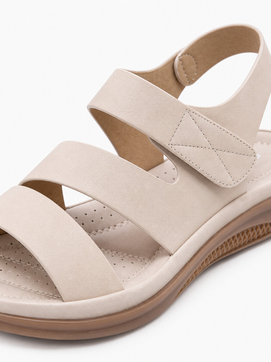 Fiona – Sandale compensée romaine femme – Beige — détail