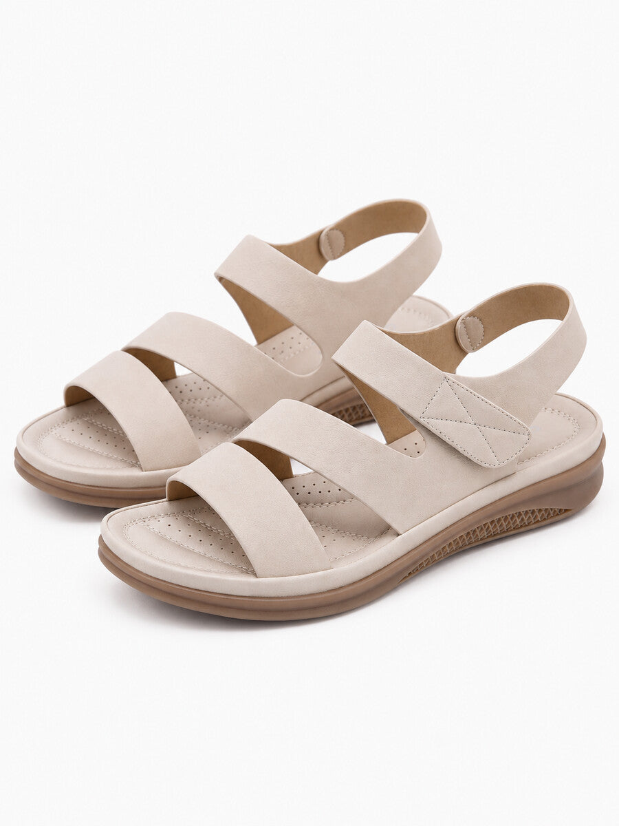 Fiona – Sandale compensée romaine femme – Beige — trois quarts