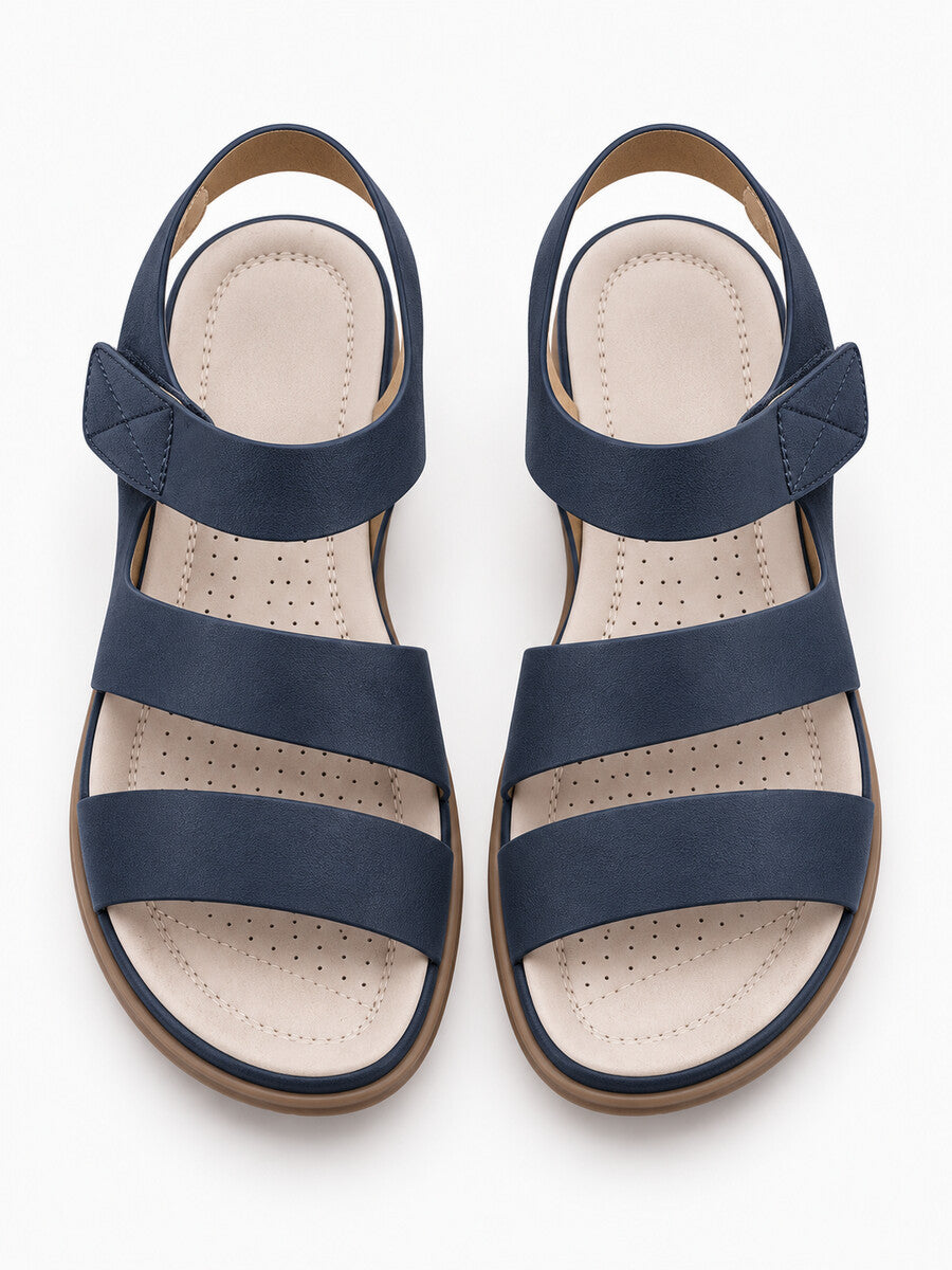 Fiona – Sandale compensée romaine femme – Bleu — dessus