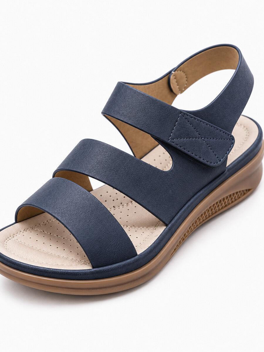Fiona – Sandale compensée romaine femme – Bleu — détail