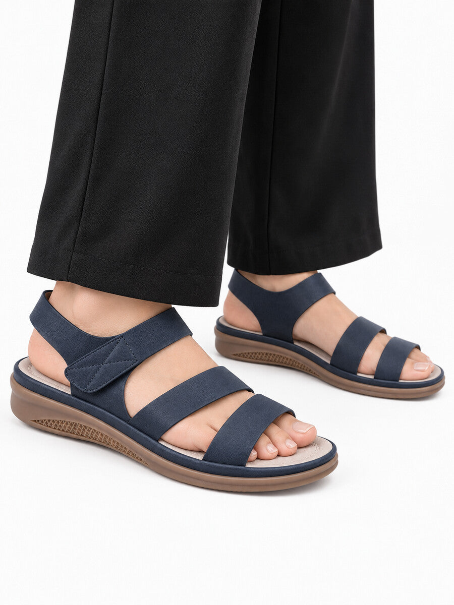 Fiona – Sandale compensée romaine femme – Bleu — portée