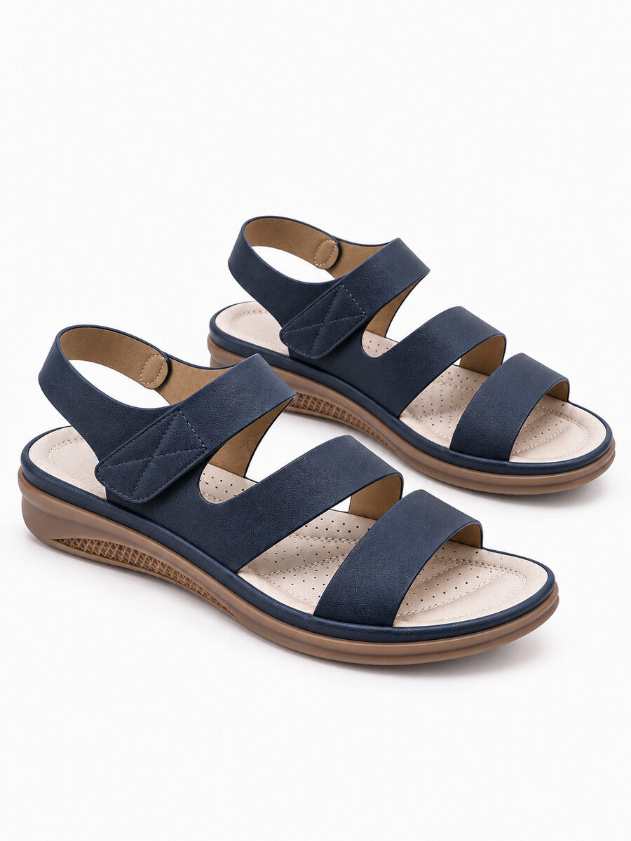 Fiona – Sandale compensée romaine femme – Bleu — trois quarts