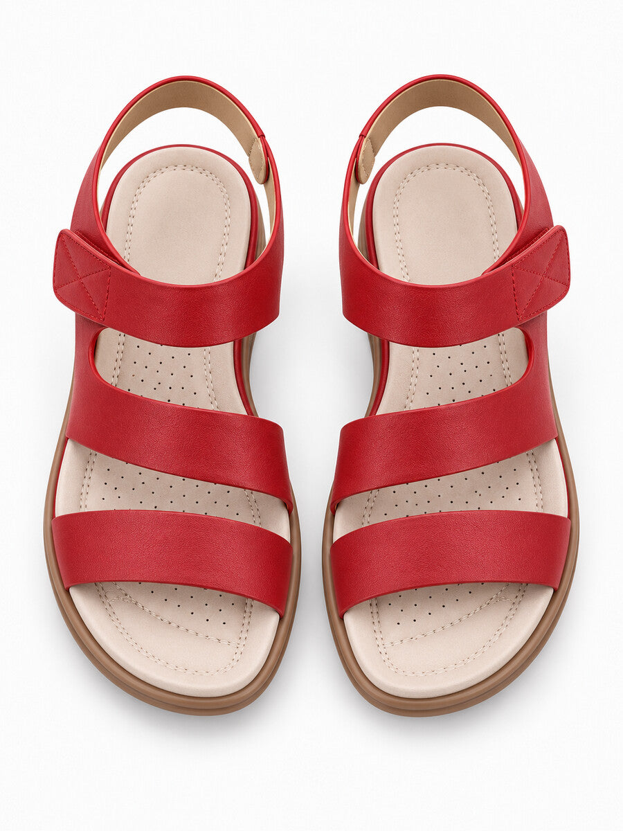 Fiona – Sandale compensée romaine femme – Rouge — dessus