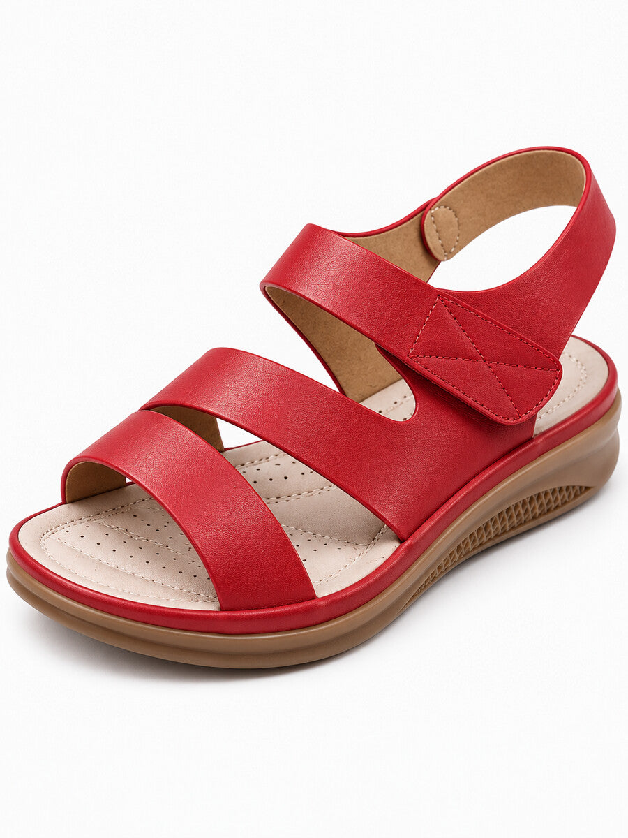 Fiona – Sandale compensée romaine femme – Rouge — détail