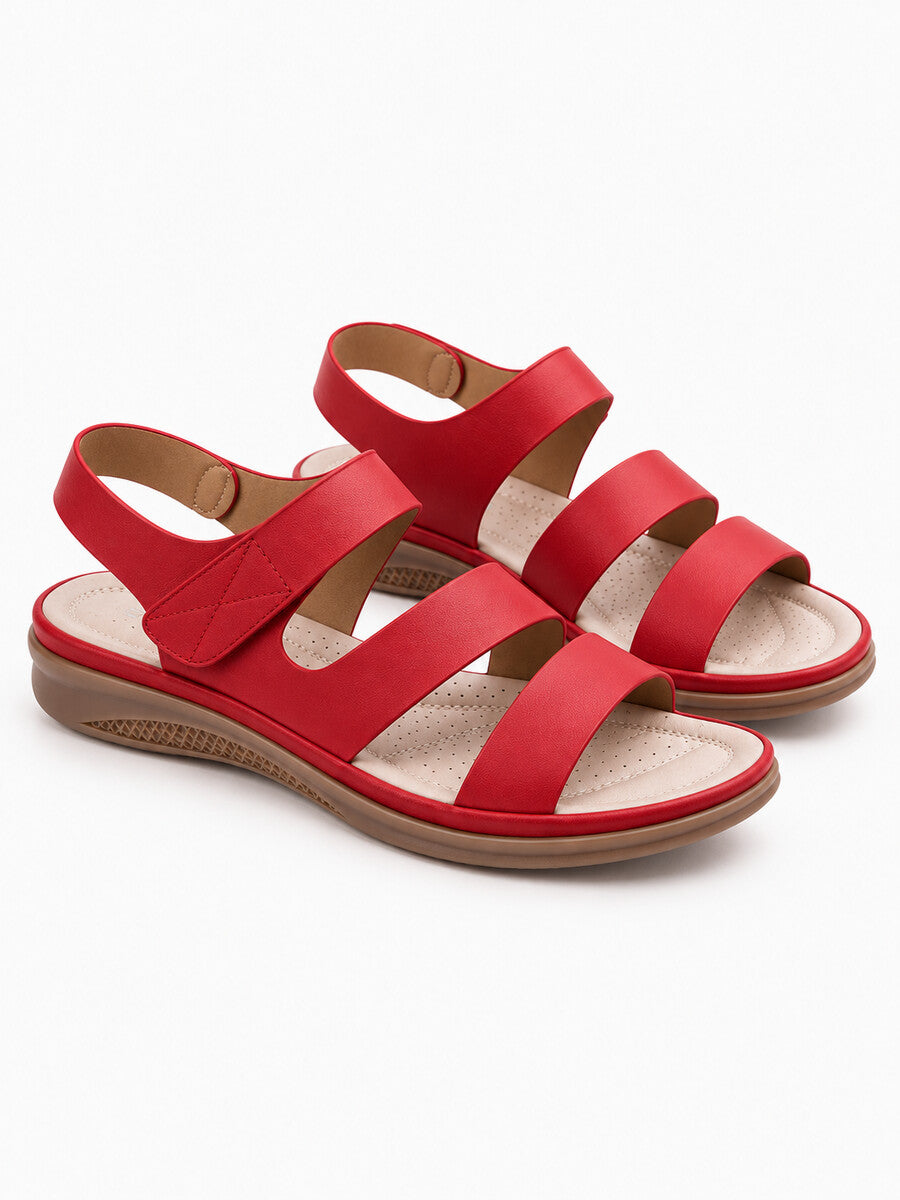 Fiona – Sandale compensée romaine femme – Rouge — trois quarts