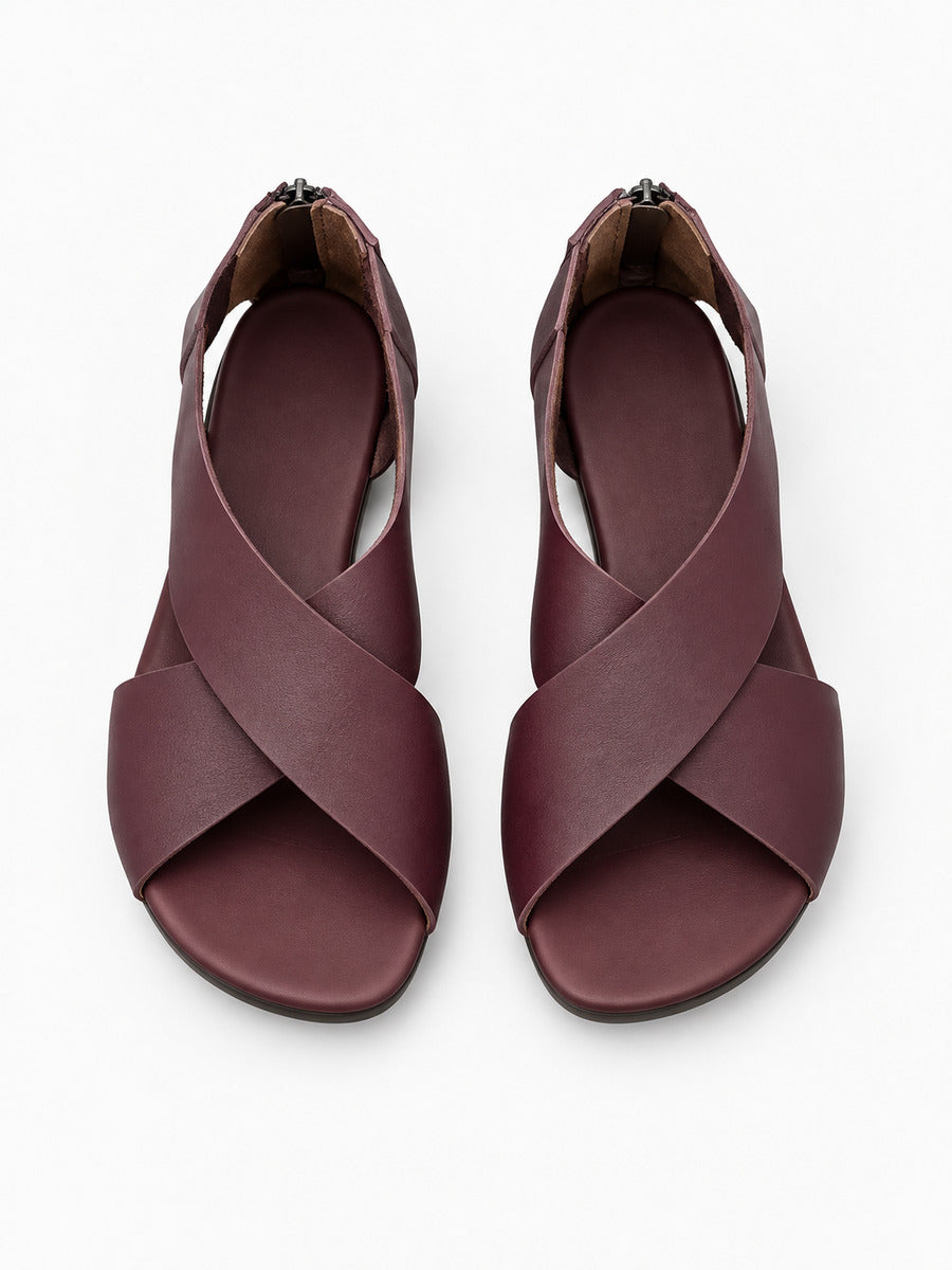 Ida – Sandale artisanale femme – Bordeaux — dessus