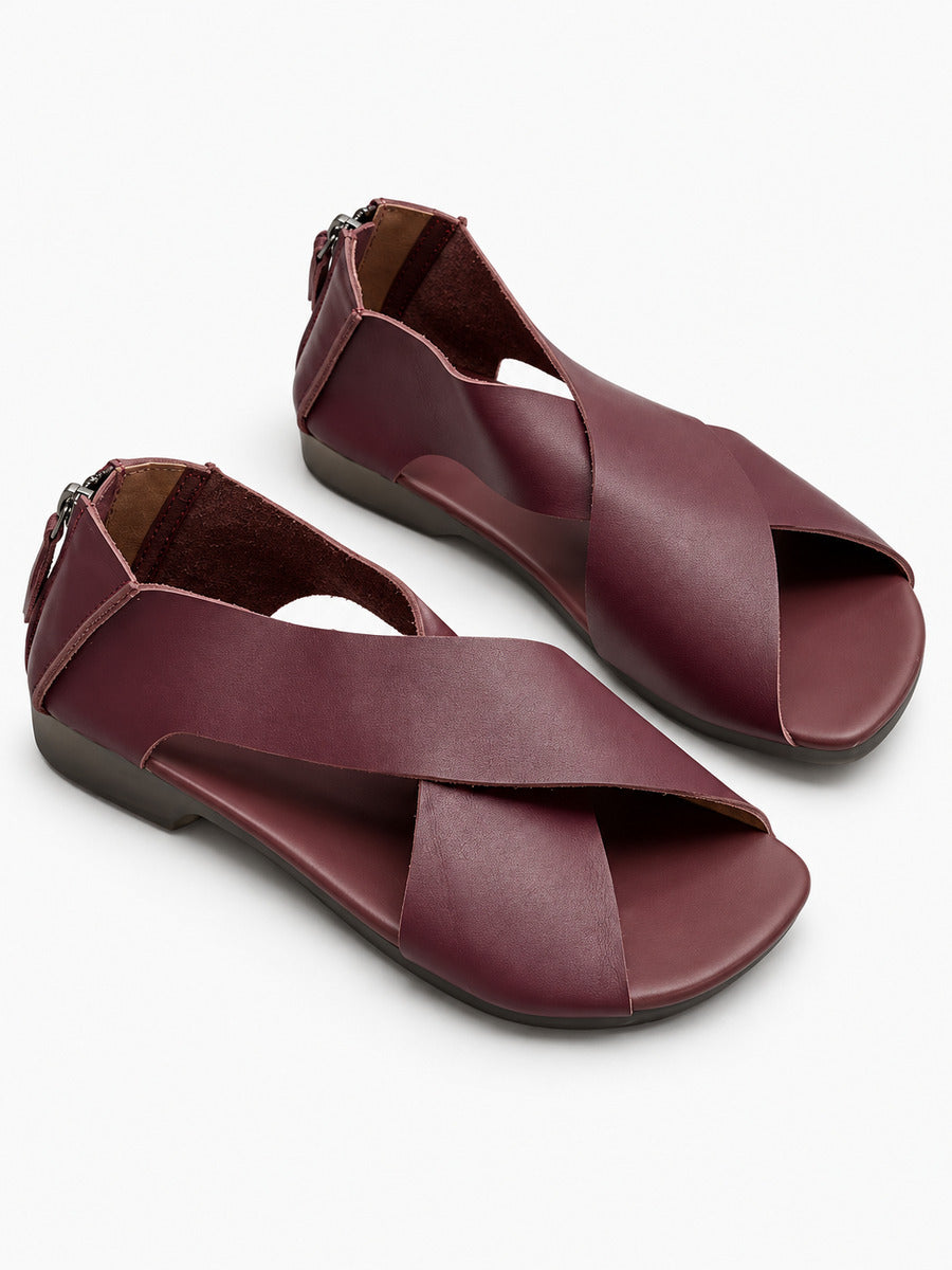 Ida – Sandale artisanale femme – Bordeaux — détail