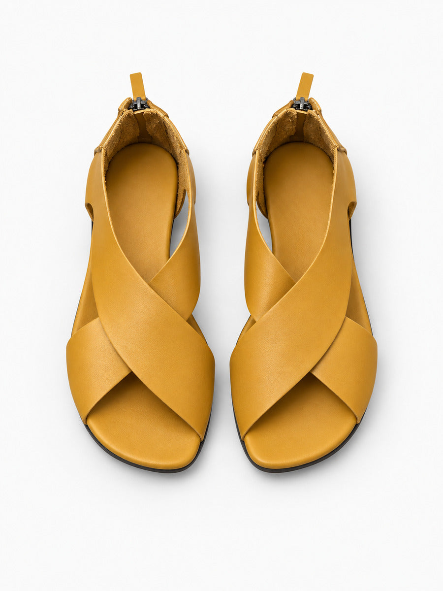 Ida – Sandale artisanale femme – Jaune — dessus