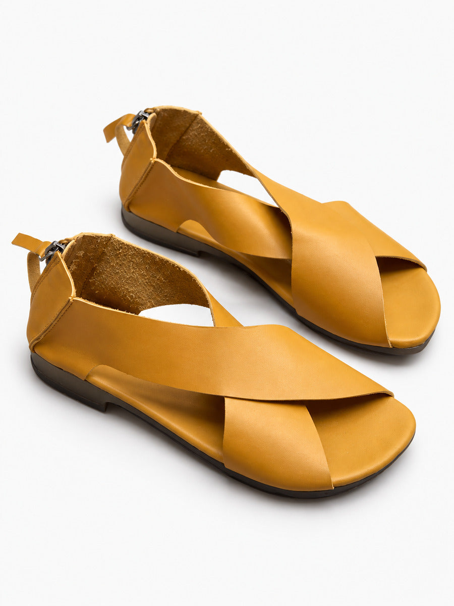 Ida – Sandale artisanale femme – Jaune — détail