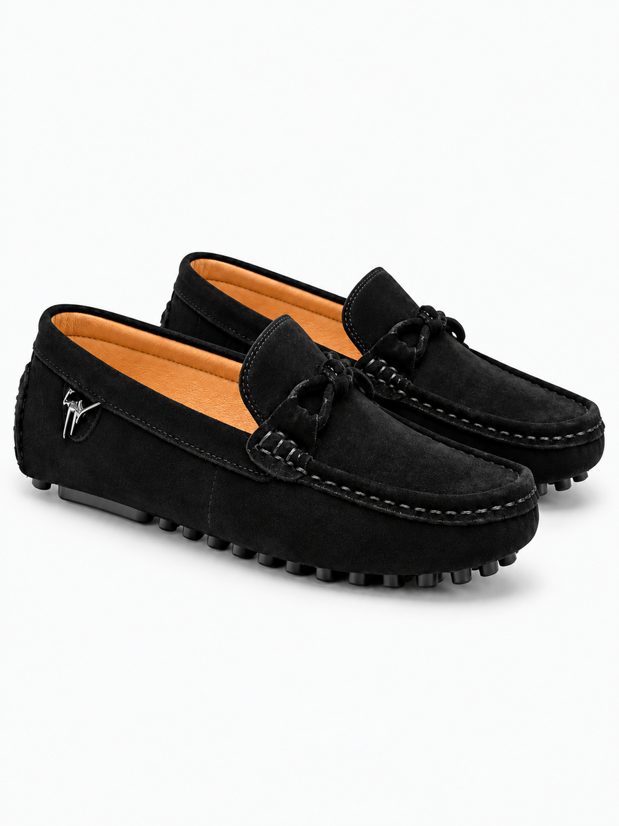 Aaron – Mocassin en daim homme — paire en trois quarts