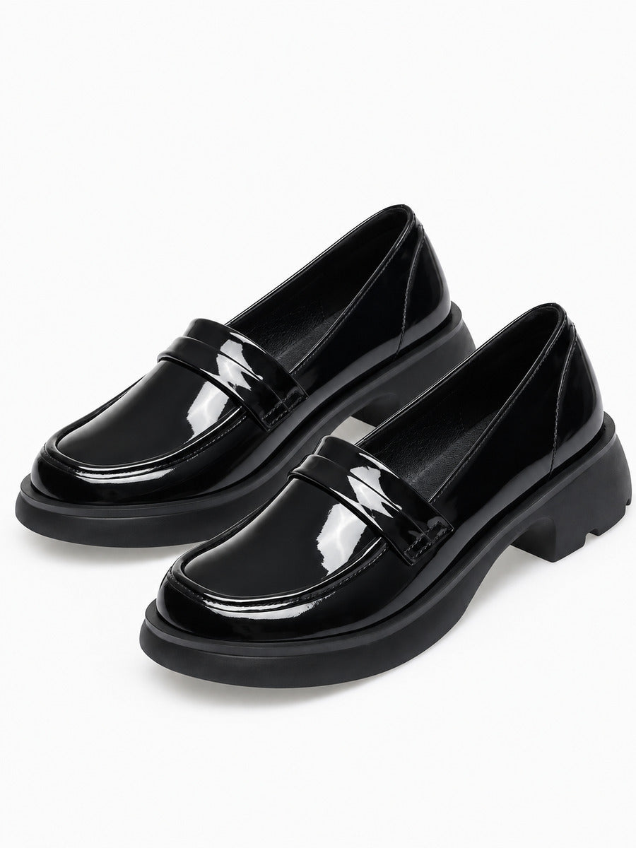 Albertine – Mocassin à plateforme et talon chunky femme – Noir