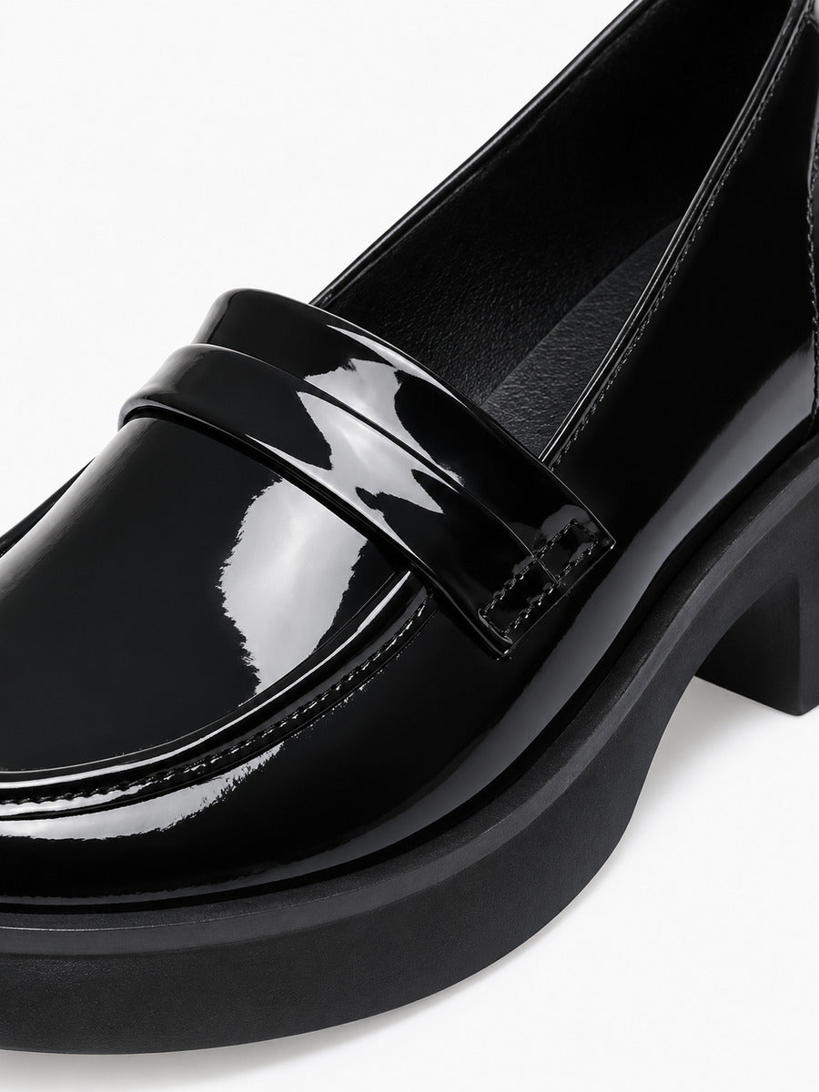 Albertine – Mocassin à plateforme et talon chunky femme – Noir