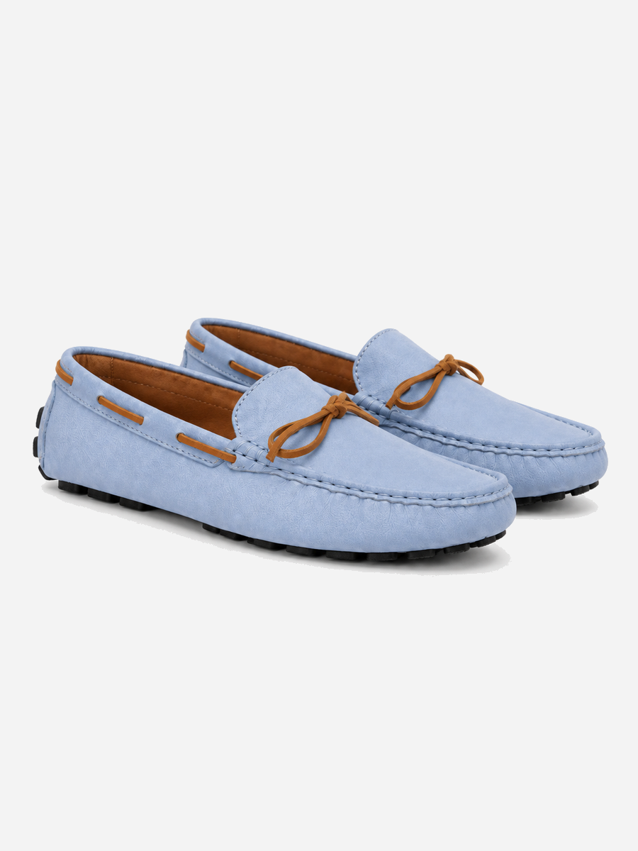 Albin – Mocassin bateau homme – Bleu ciel — vue trois quarts