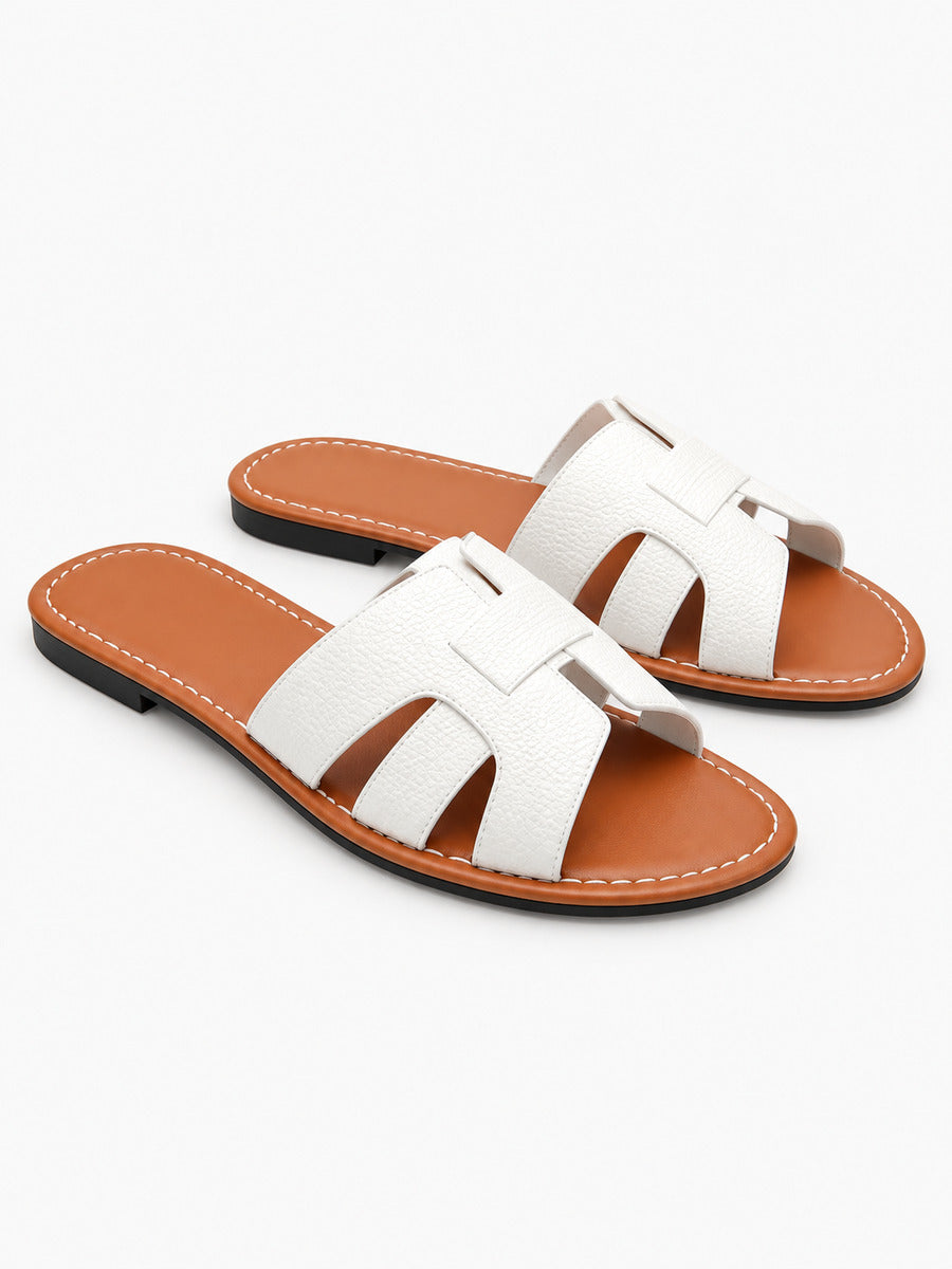 Alice – Sandale plate blanche femme — paire 3/4