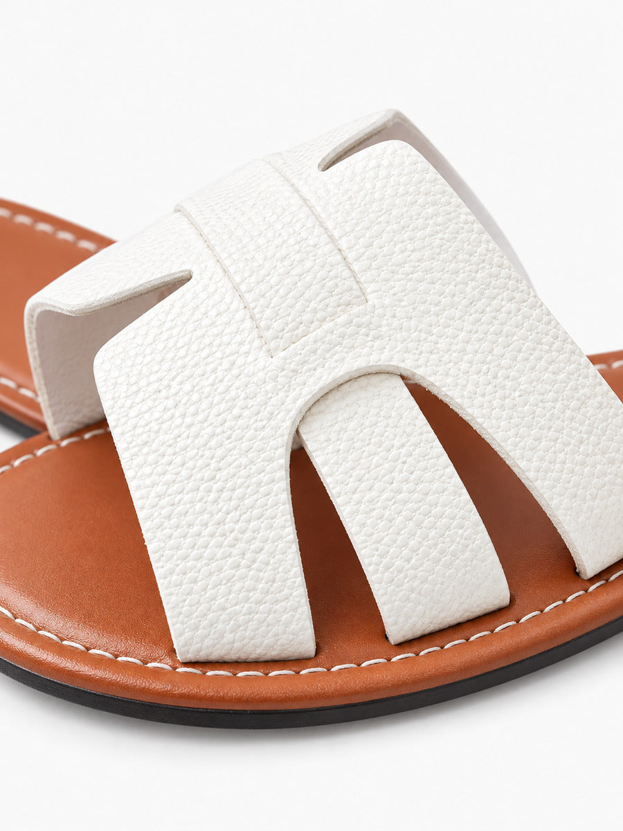 Alice – Sandale plate blanche femme — détail