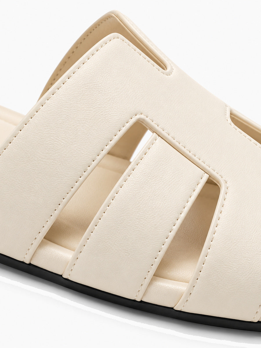 Alice – Sandale plate femme – Blanc — détail