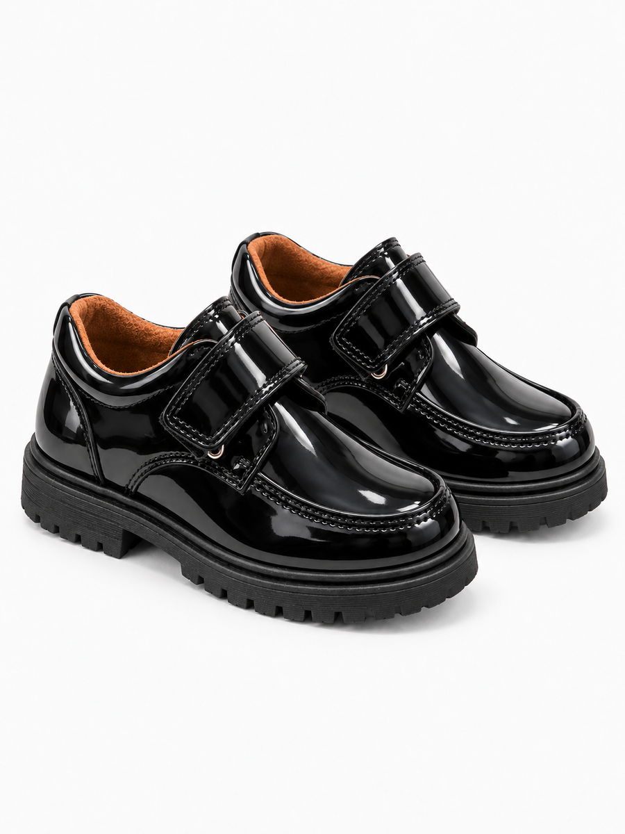 Anatole – Chaussure scolaire noire enfant garçon — paire en trois quarts