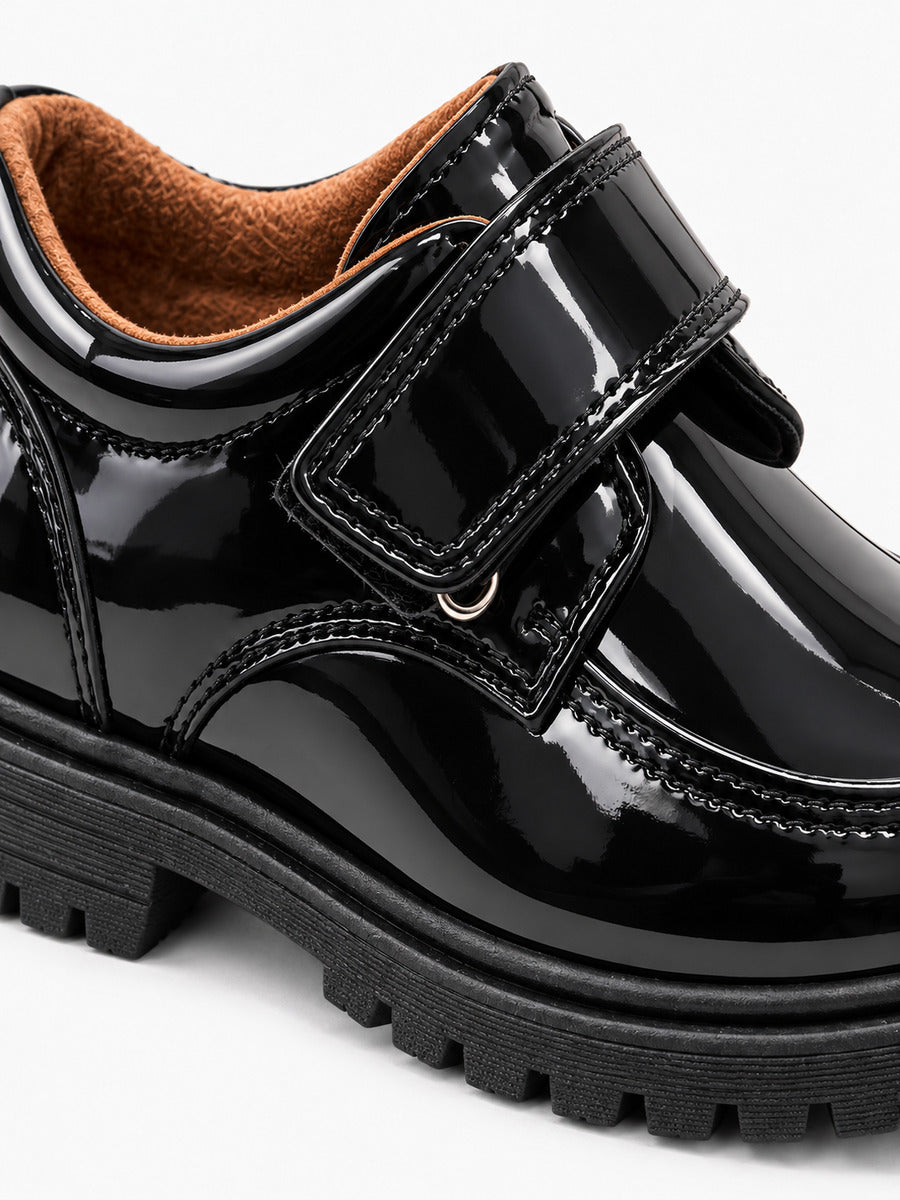 Anatole – Chaussure scolaire noire enfant garçon — détail matière