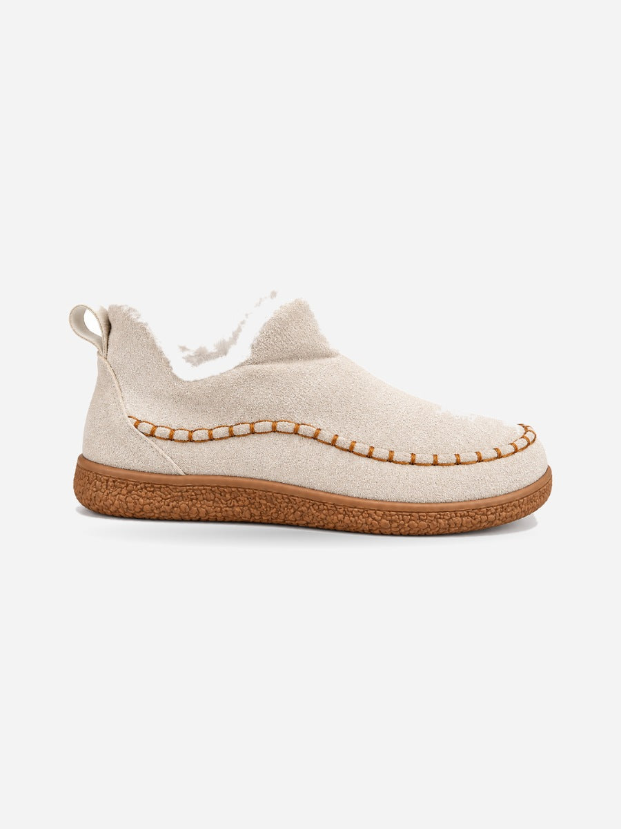 Anouk – Botte de neige en daim femme – Beige — profil droit