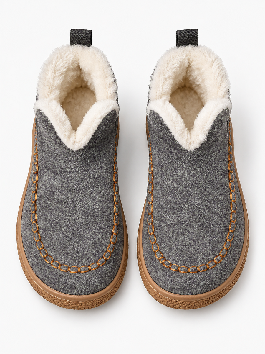 Anouk – Botte de neige en daim femme – Gris — dessus
