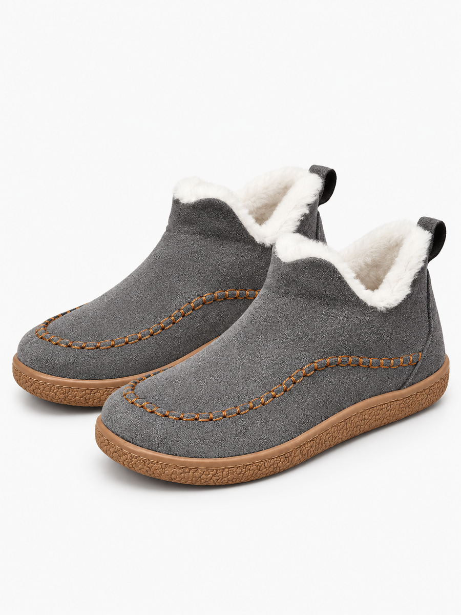 Anouk – Botte de neige en daim femme – Gris — trois quarts / paire 3/4