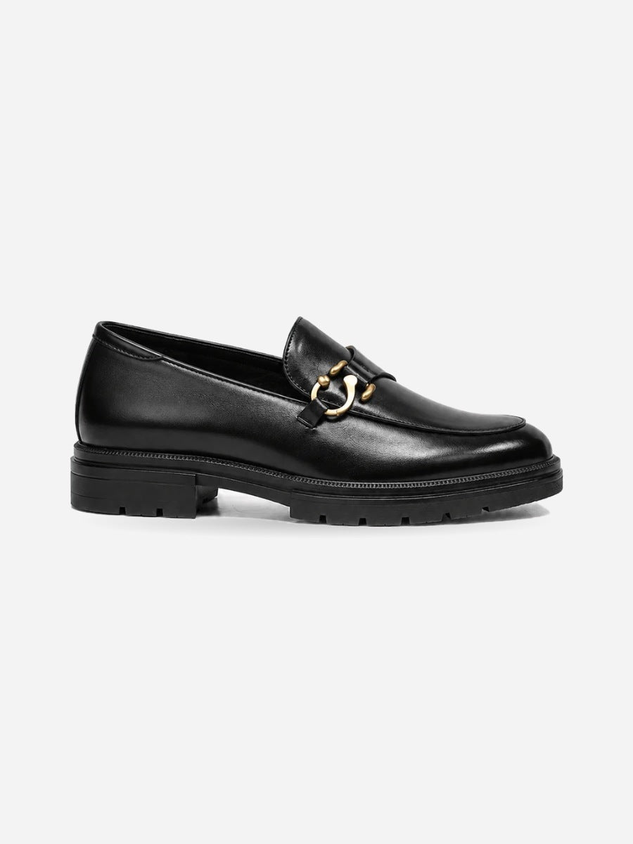 Anselme – Mocassin rond homme – Noir — profil droit