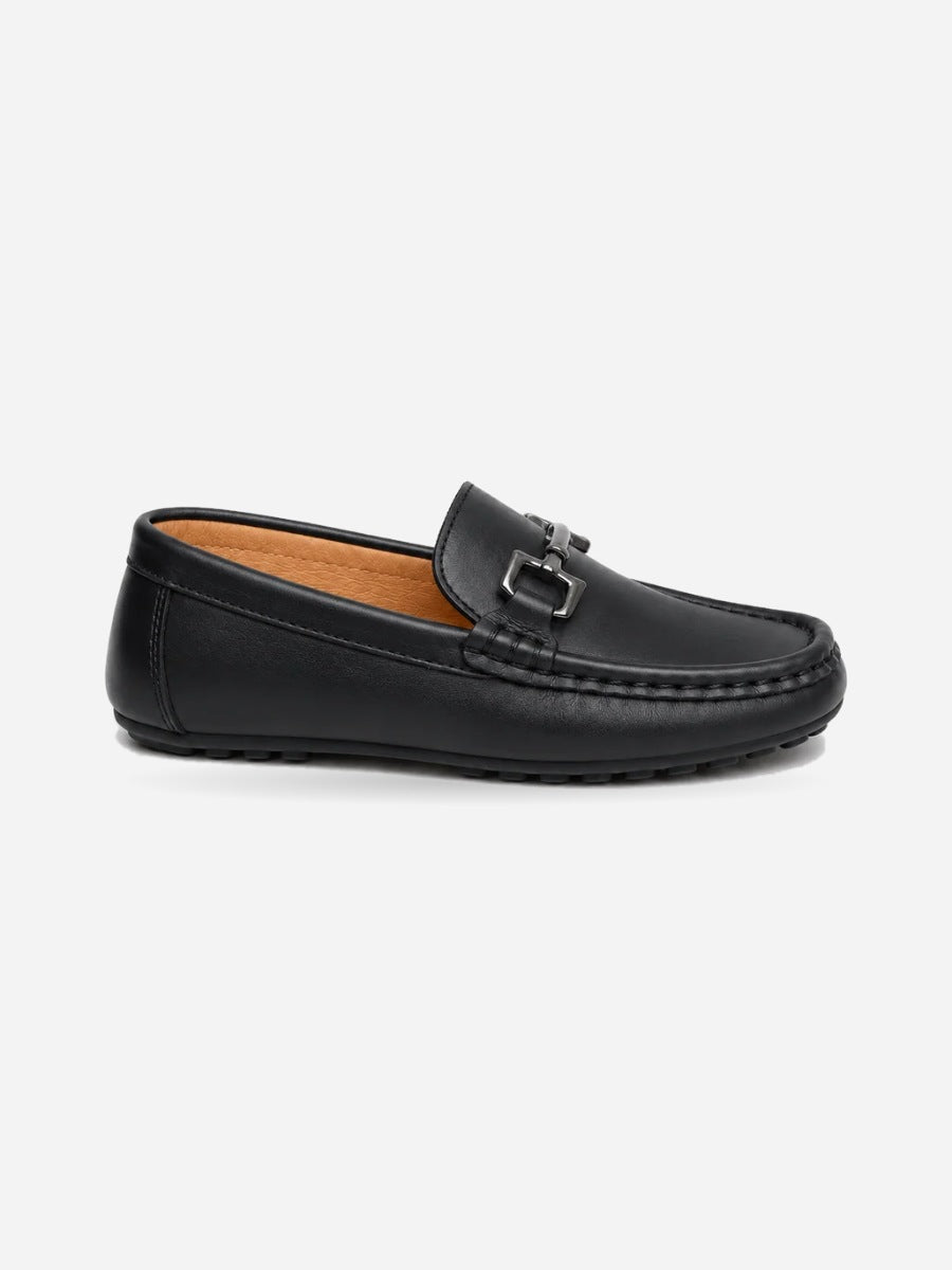 Aurèle – Mocassin enfant garçon – Noir — profil droit