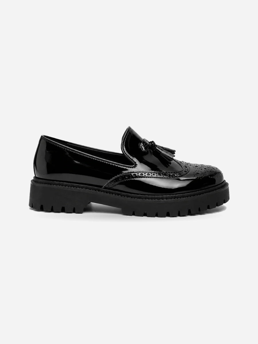 Barnabé – Mocassin à pampilles bout rond homme – Noir — profil droit