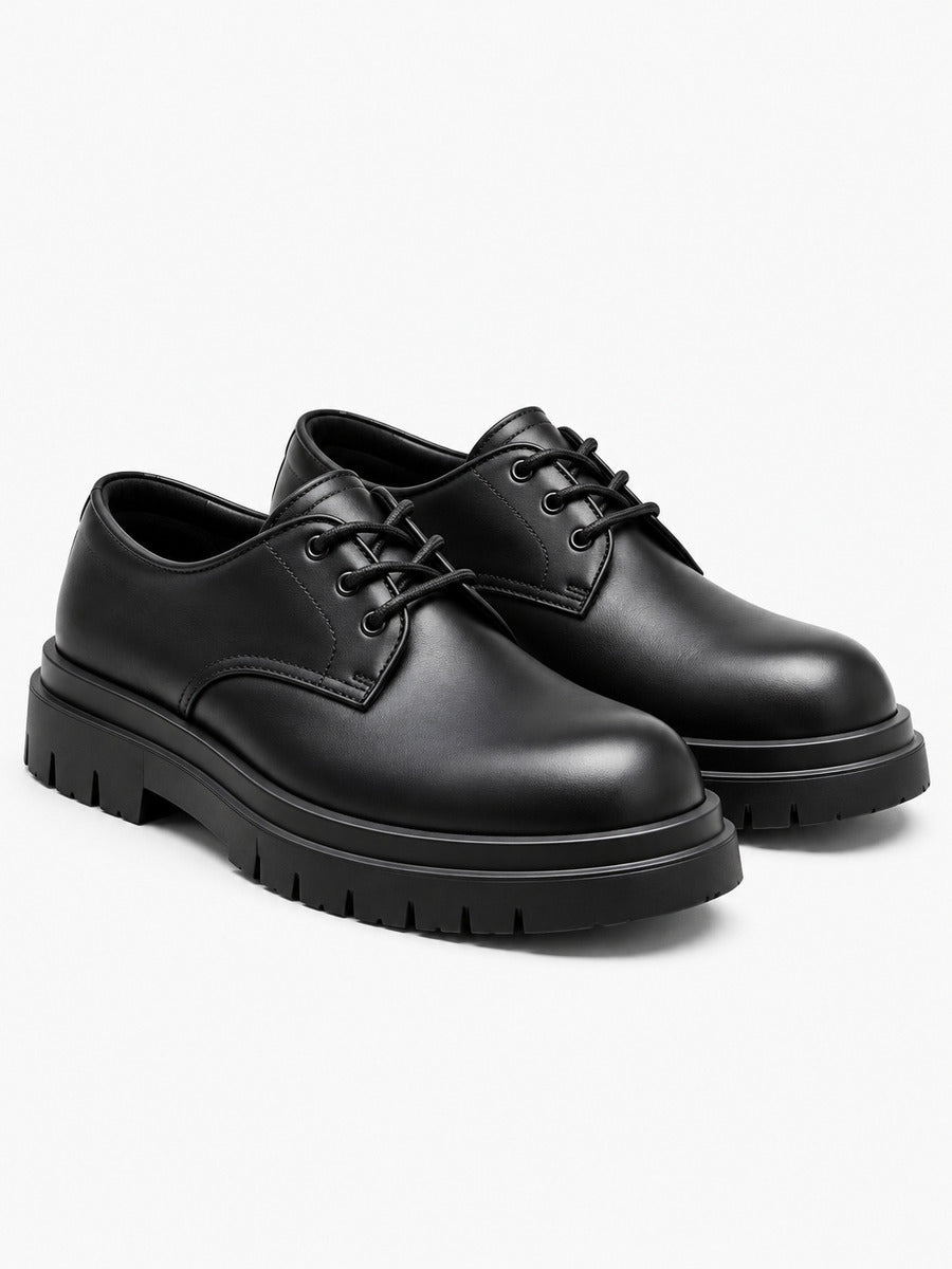Basile – Chaussure derby en cuir noire homme — paire 3/4