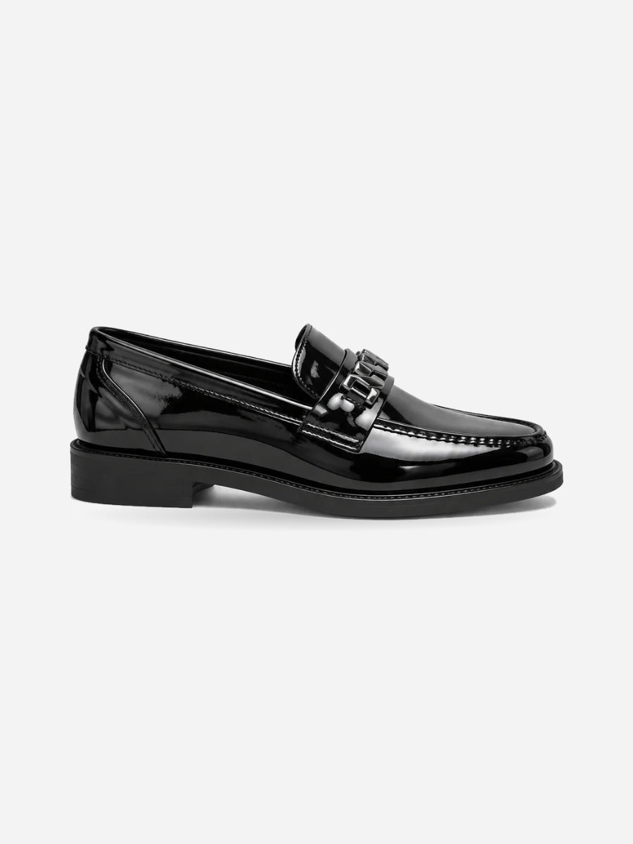 Bastien – Mocassin pointu homme – Noir — profil droit