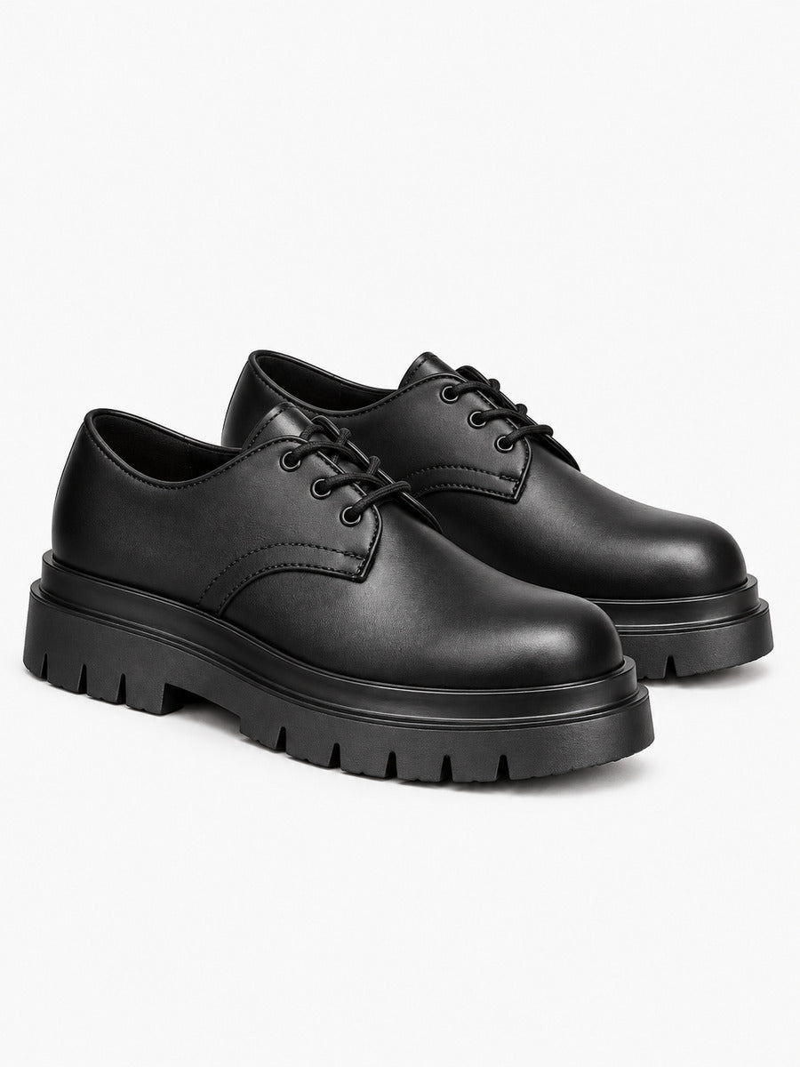 Bertrand – Chaussure derby noire à semelle épaisse homme — paire 3/4