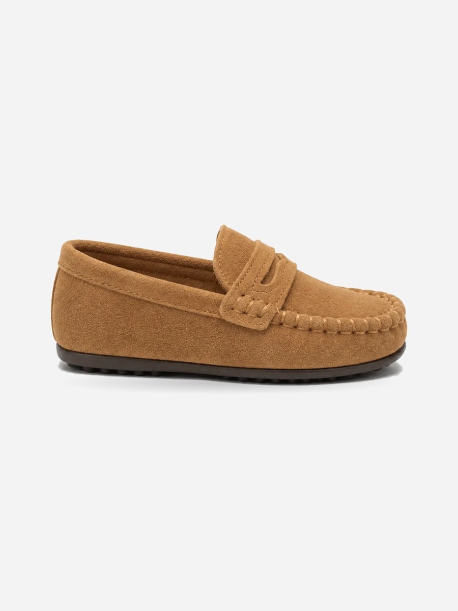 Blanche – Mocassin enfant – Marron — profil droit